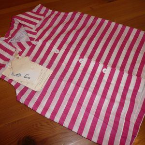 Rachel Riley Designer Pink White Striped Button Down Shirt Top Girl Size 4
